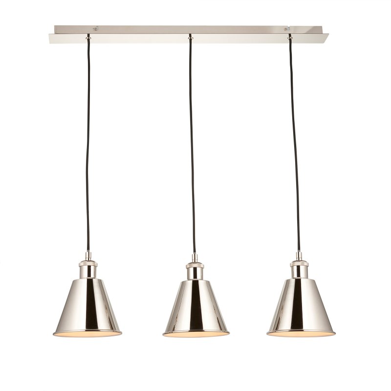 Hal 3 Linear Pendant Light in Bright Nickel Hal 3 Linear Pendant Light in Bright Nickel