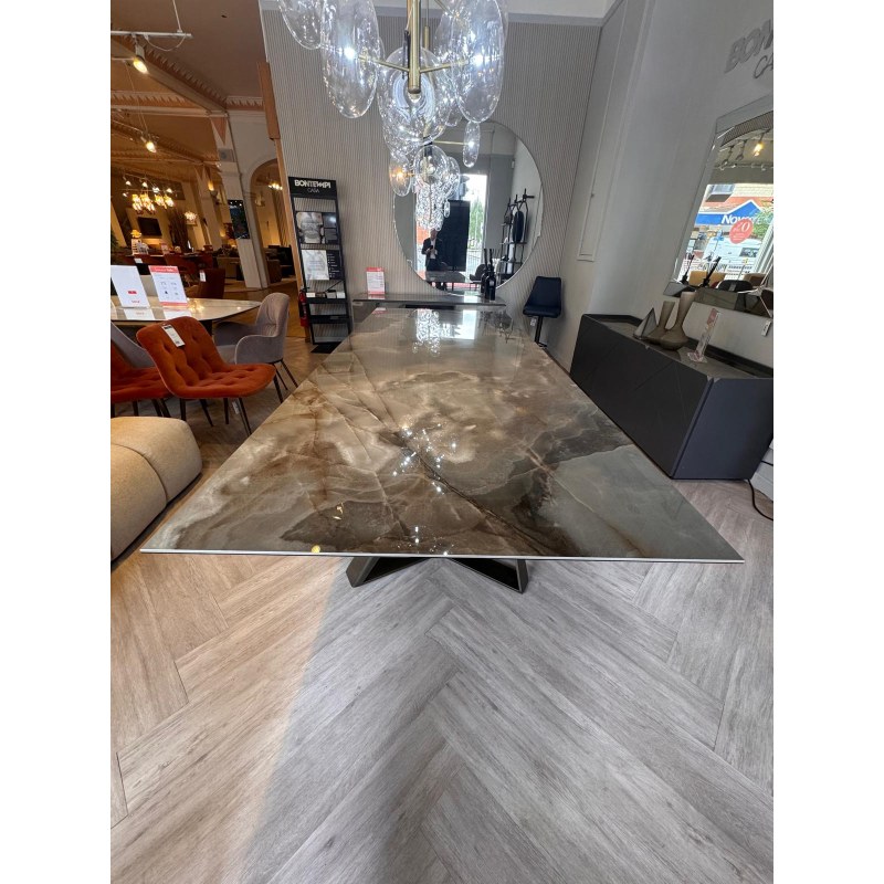BONTEMPI Millenium XXL table 300 x 120cms in a Glossy Choco Supermarble top and Aged Bronzed Legs BONTEMPI Millenium XXL table 300 x 120cms in a Glossy Choco Supermarble top and Aged Bronzed Legs