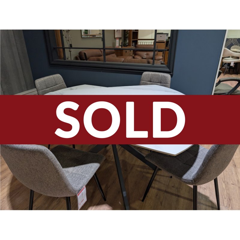 Busby, 140cm Extending Table with 4 x Path Grey Chairs Busby, 140cm Extending Table with 4 x Path Grey Chairs