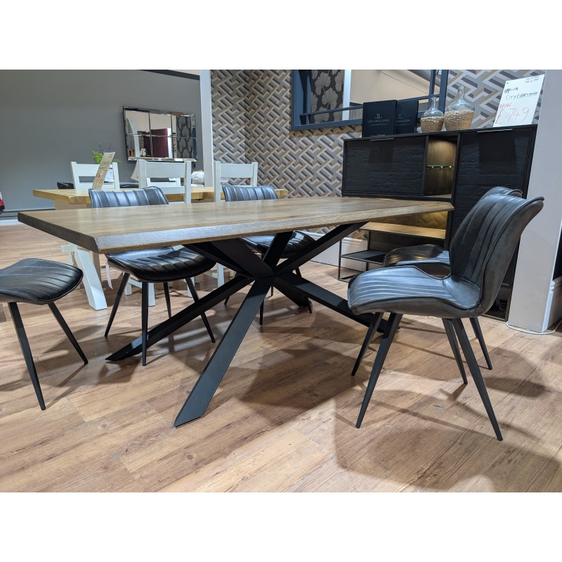 Burwell, Dark 2m Dining Table Plus 5 x Lotus Chairs Burwell, Dark 2m Dining Table Plus 5 x Lotus Chairs