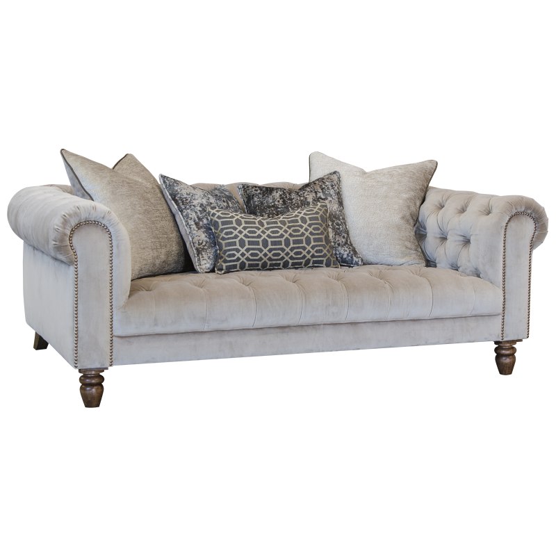 Somerset Midi Chesterfield Sofa In Plush Platinum Somerset Midi Chesterfield Sofa In Plush Platinum