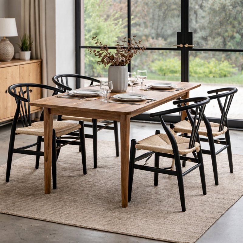Cannes 200cm Dining Table + 4 Whitney Black Dining Chairs Cannes 200cm Dining Table + 4 Whitney Black Dining Chairs
