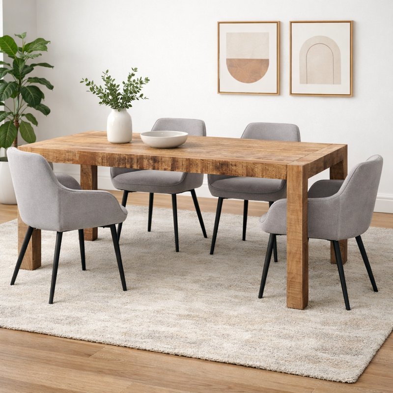 Iowa 200cm Dining Table + 4 Ivorra Grey Dining Chairs Iowa 200cm Dining Table + 4 Ivorra Grey Dining Chairs
