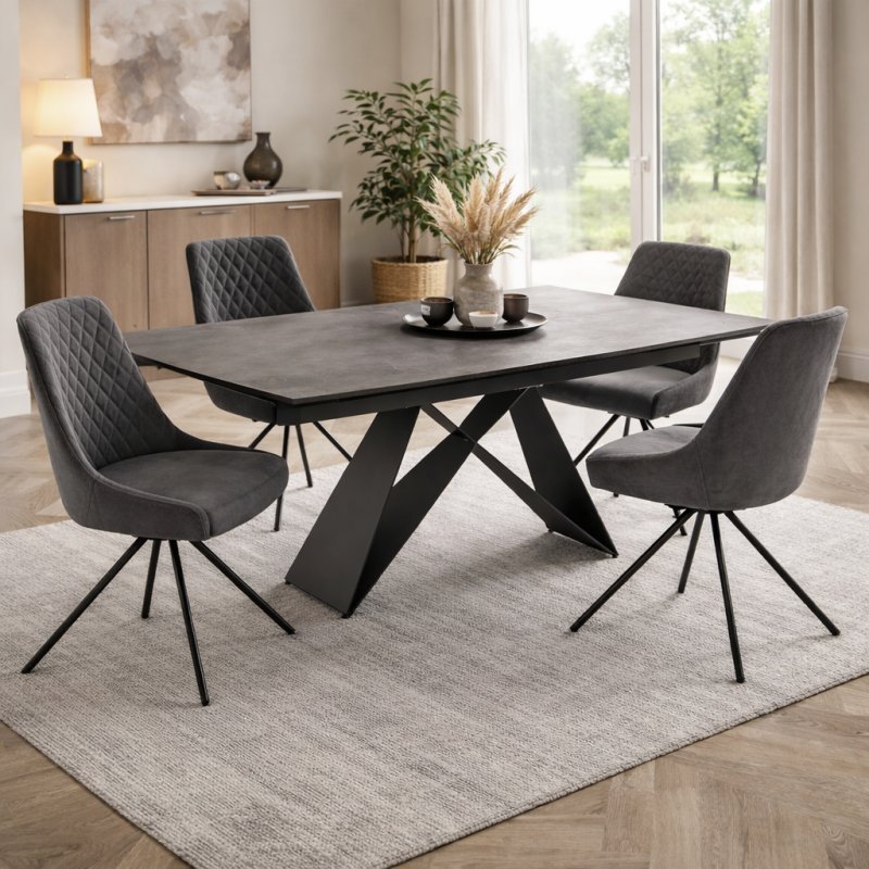 Sesia Extending Dining Table & 4 Sesia Grey Dining Chairs Sesia Extending Dining Table & 4 Sesia Grey Dining Chairs