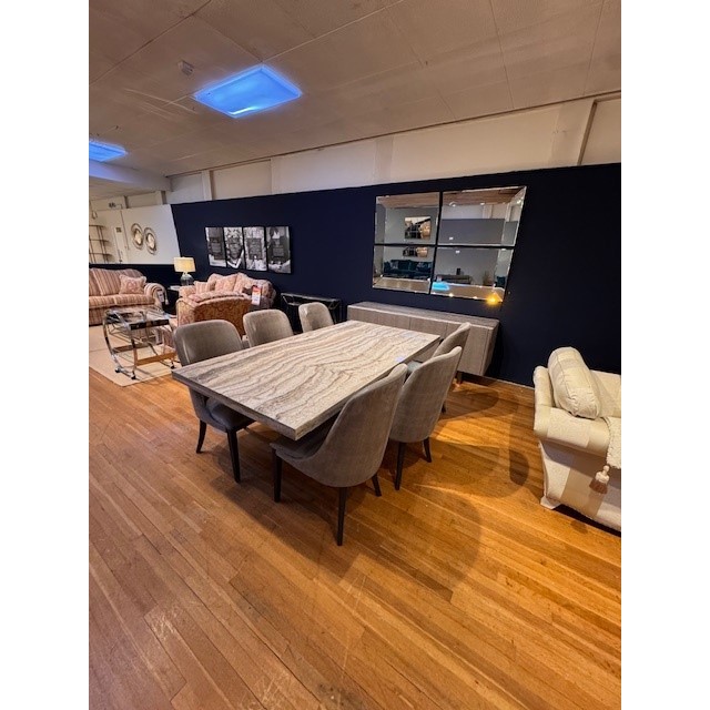 EZRA DINING TABLE WITH 6 X HARPER CHAIRS & MAVERICK 4 DOOR SIDEBOARD EZRA DINING TABLE WITH 6 X HARPER CHAIRS & MAVERICK 4 DOOR SIDEBOARD