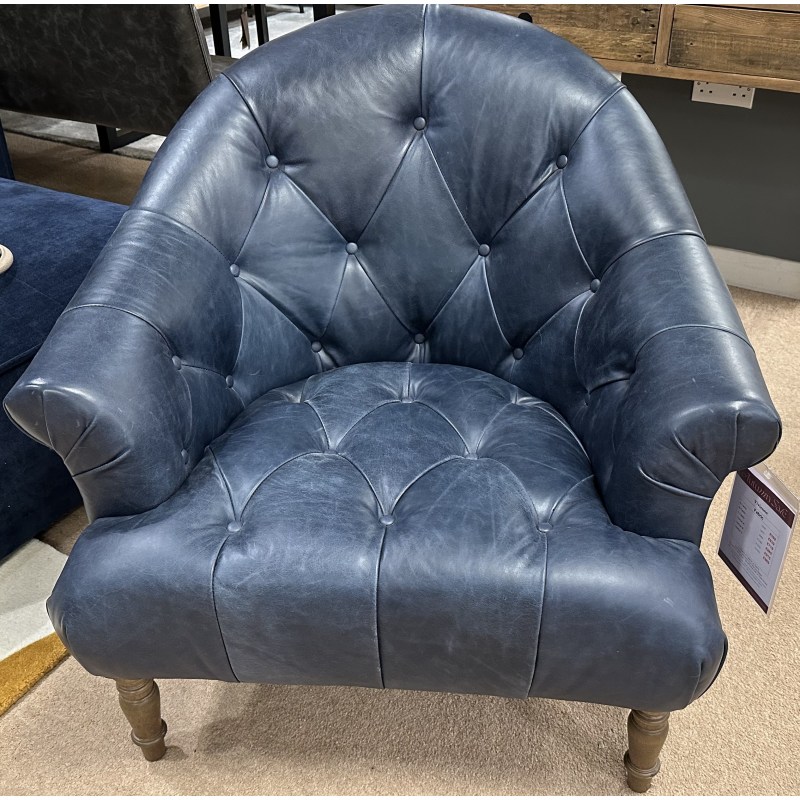Alexander James Vivienne Chair in Leather (Kodak Blue with Dark Feet) W87cm D87cm H84cm Alexander James Vivienne Chair in Leather (Kodak Blue with Dark Feet) W87cm D87cm H84cm
