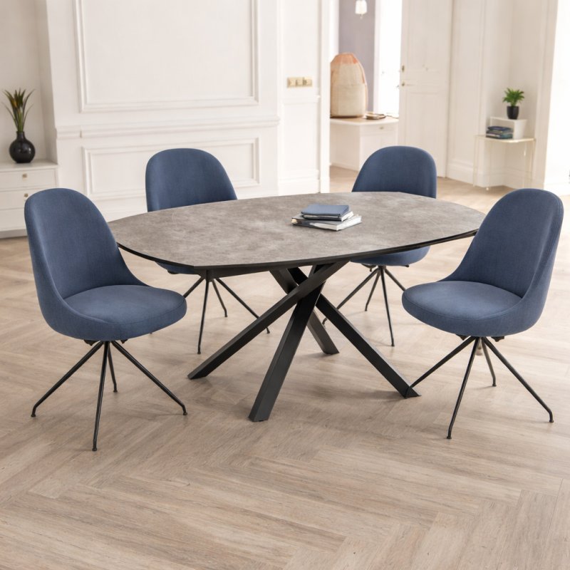 Giza Ceramic Extending Dining Table & 4 Milford Swivel Chair Giza Ceramic Extending Dining Table & 4 Milford Swivel Chair