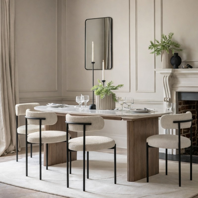 Marmo 200cm Dining Table + 4 Aveley Vanilla Dining Chairs Marmo 200cm Dining Table + 4 Aveley Vanilla Dining Chairs