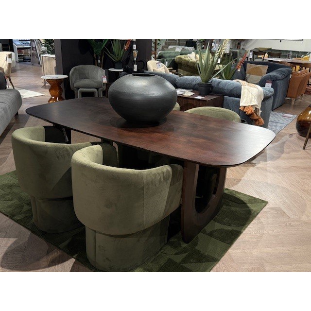 Arc Table & $ x Moss Green Holm Armchairs Arc Table & $ x Moss Green Holm Armchairs
