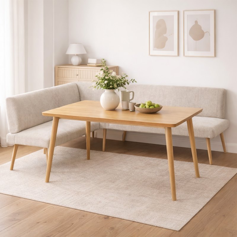 Barry Medium Left Corner Bench with Oak Leg Barry Medium Left Corner Bench with Oak Leg