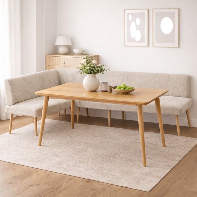 Barry Large Left Corner Bench with Oak Leg Barry Large Left Corner Bench with Oak Leg