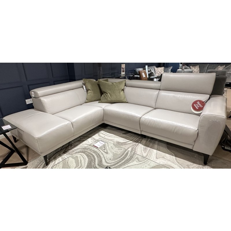 ATILLA- LHF Corner Sofa With Power Recliner in Soleda Silver Grey Leather ATILLA- LHF Corner Sofa With Power Recliner in Soleda Silver Grey Leather