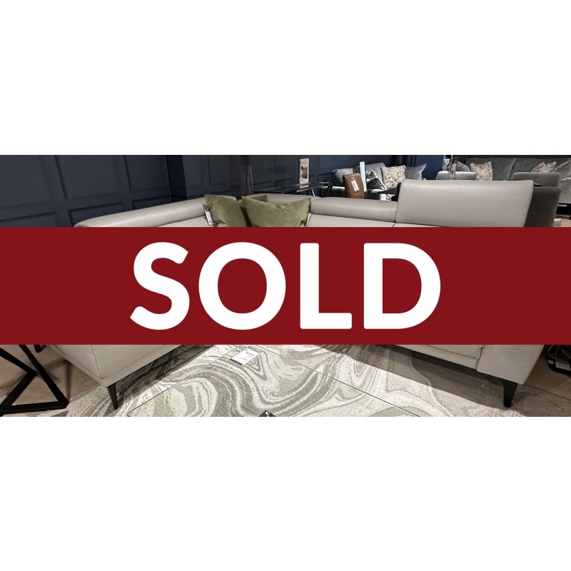 ATILLA- LHF Corner Sofa With Power Recliner in Soleda Silver Grey Leather ATILLA- LHF Corner Sofa With Power Recliner in Soleda Silver Grey Leather