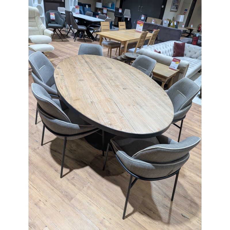 Heston, Large Oval Table plus 6 x Grey Liam Chairs Heston, Large Oval Table plus 6 x Grey Liam Chairs