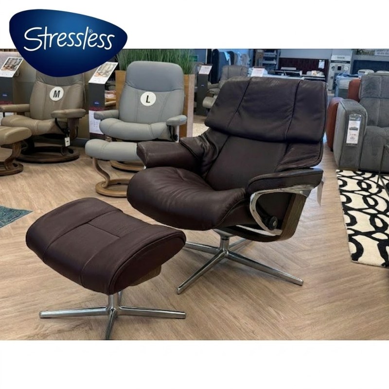 Ekornes Reno Cross Chair & Stool in Noblesse Ekornes Reno Cross Chair & Stool in Noblesse