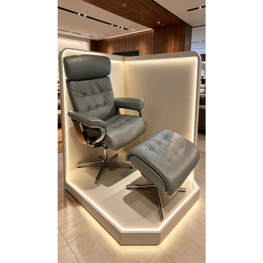 Stressless Erik Cross Chair & Stool - Medium Size Stressless Erik Cross Chair & Stool - Medium Size