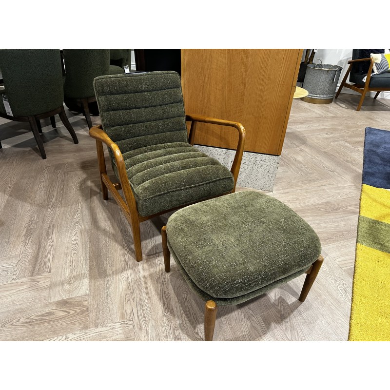 Datsun Chair and Stool in Green Fabric Datsun Chair and Stool in Green Fabric