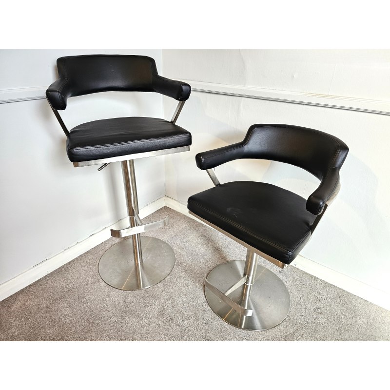 FIRENZA Bar Stools Black x2 FIRENZA Bar Stools Black x2