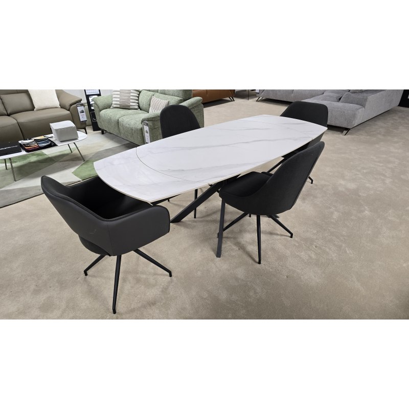 Busby 140cm Extending Dining Table with 2x Milford Swivel Chairs & 2x Chandler Swivel Chairs Busby 140cm Extending Dining Table with 2x Milford Swivel Chairs & 2x Chandler Swivel Chairs