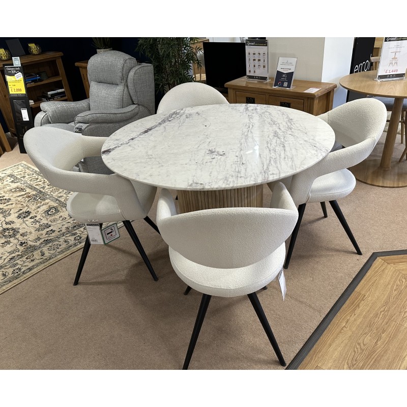 RAFFI DINING- 120cm ROUND DINING TABLE & 4 JASMINE CHAIRS RAFFI DINING- 120cm ROUND DINING TABLE & 4 JASMINE CHAIRS