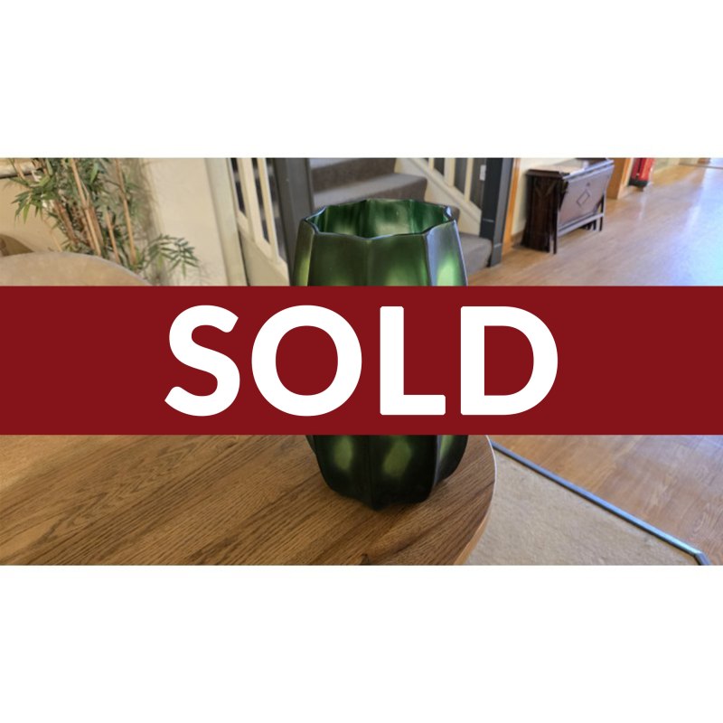 Large Thick Green Glass Vase Large Thick Green Glass Vase