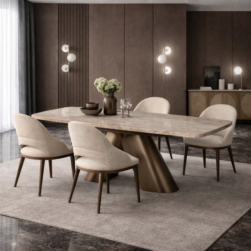 Blaire Ceramic Extending Dining Table & 4 Mira Dining Chairs Blaire Ceramic Extending Dining Table & 4 Mira Dining Chairs