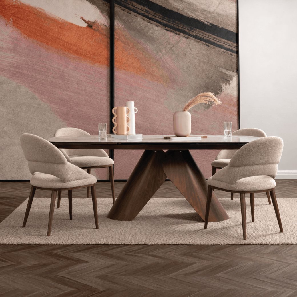 Blaire Ceramic Extending Dining Table & 4 Mira Dining Chairs Blaire Ceramic Extending Dining Table & 4 Mira Dining Chairs