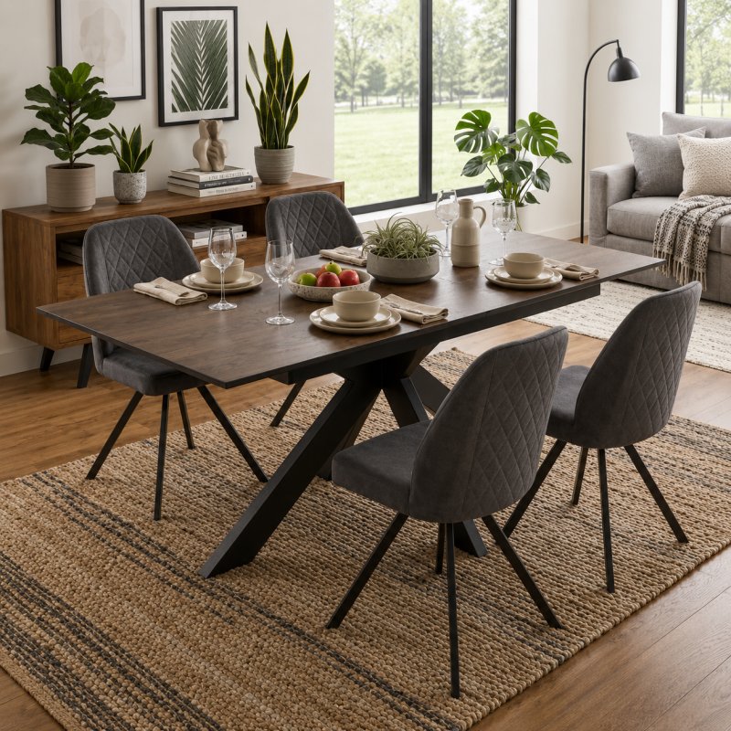 Fucino 160cm Pop Up Dining Table & 4 Swivel Dining Chairs Fucino 160cm Pop Up Dining Table & 4 Swivel Dining Chairs