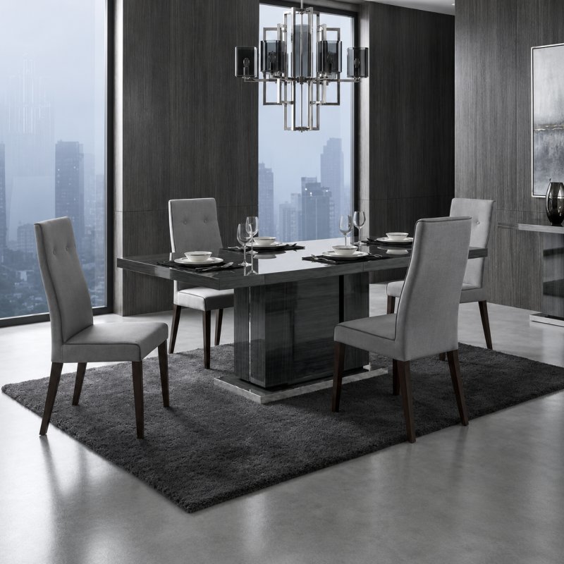 Keona Large Dining Table & 4 Grey Linen Dining Chairs Keona Large Dining Table & 4 Grey Linen Dining Chairs