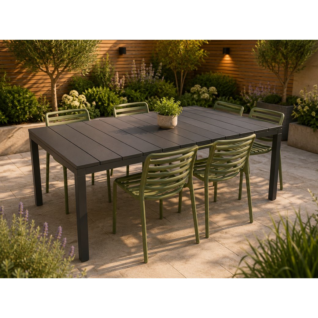 Outdoor Collection - Rio 210cm Extendable Table Anthracite & 6 x Doga Chairs Outdoor Collection - Rio 210cm Extendable Table Anthracite & 6 x Doga Chairs