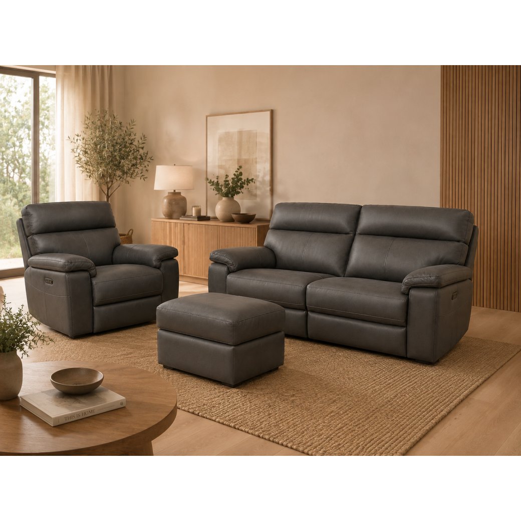 Ariana Power Recliner 3 seater, Chair & Footstall set Ariana Power Recliner 3 seater, Chair & Footstall set