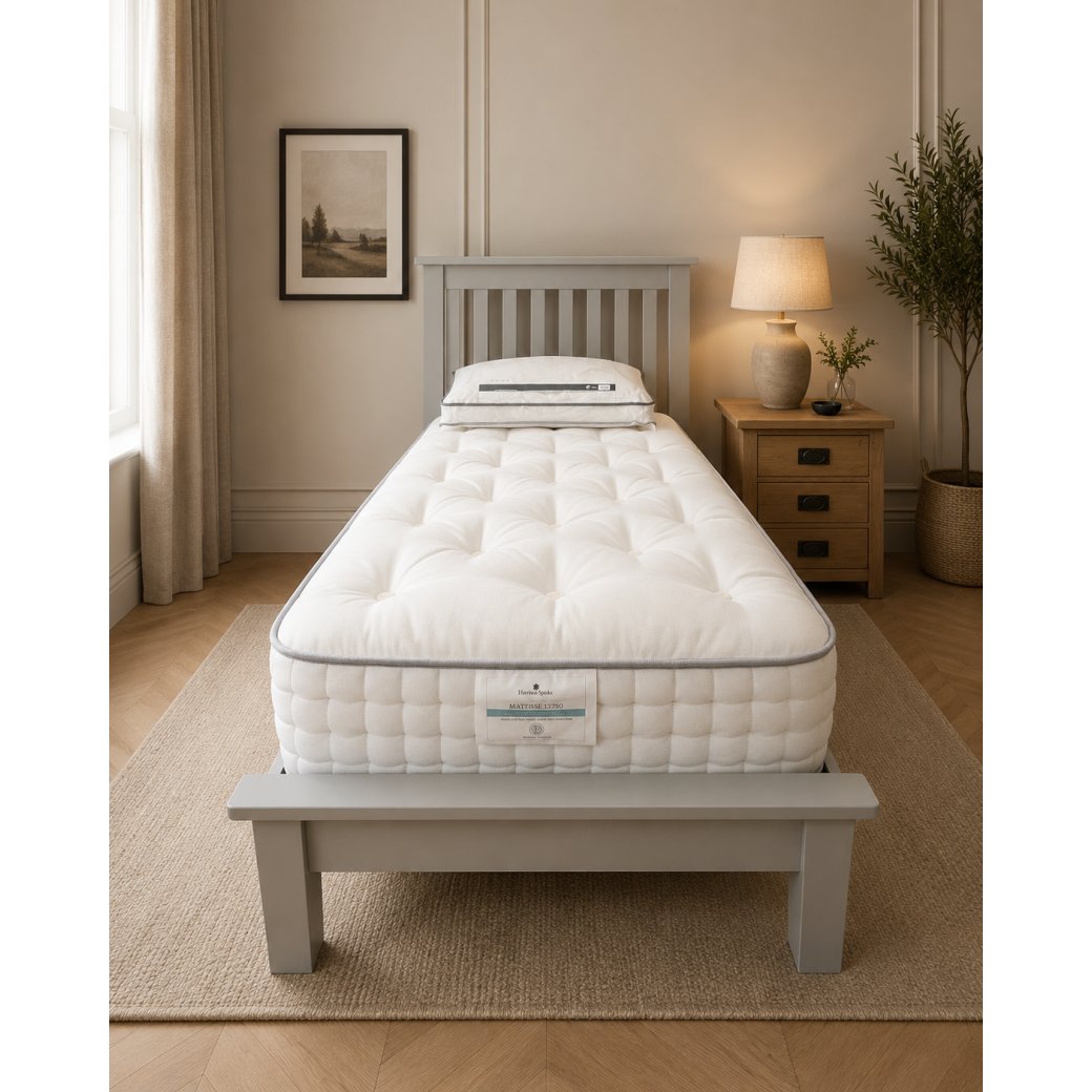 Single Bed Package, Hockly Bedframe, Harrison Matisse 13750 Mattress & Pillow Single Bed Package, Hockly Bedframe, Harrison Matisse 13750 Mattress & Pillow