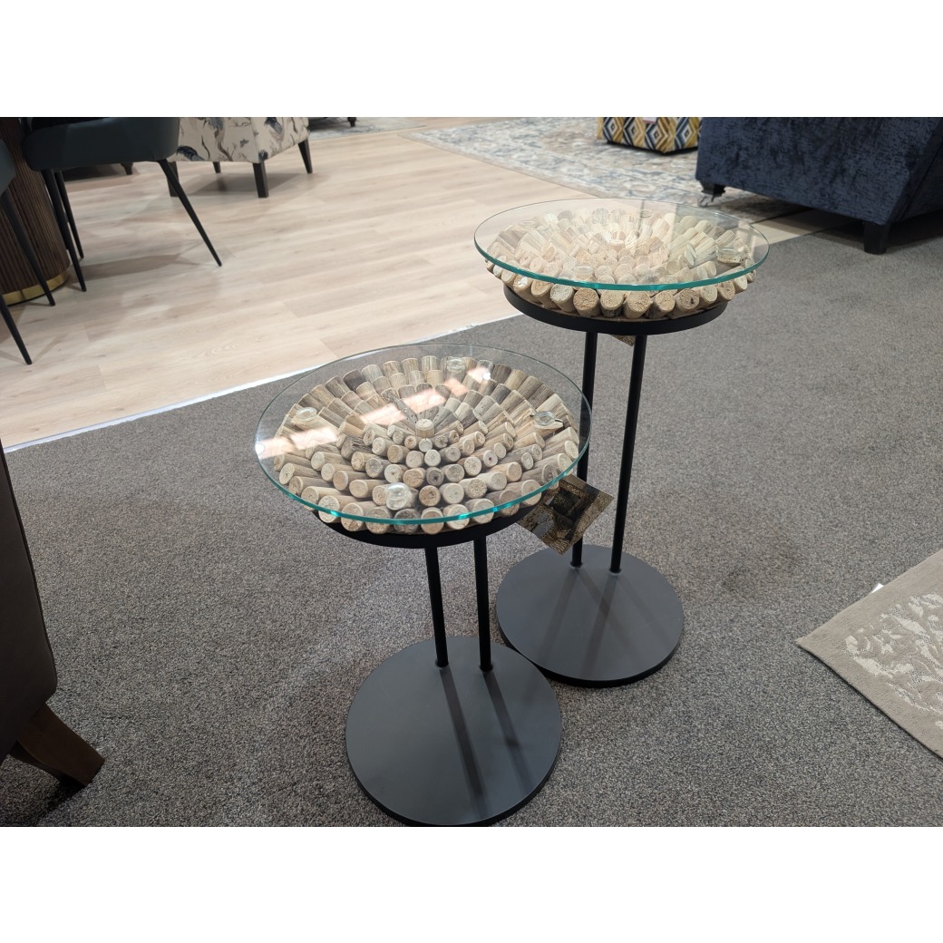 2x Amber Stacatto Tables (60cm & 50cm) 2x Amber Stacatto Tables (60cm & 50cm)