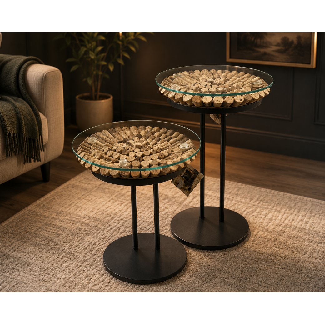 2x Amber Stacatto Tables (60cm & 50cm) 2x Amber Stacatto Tables (60cm & 50cm)