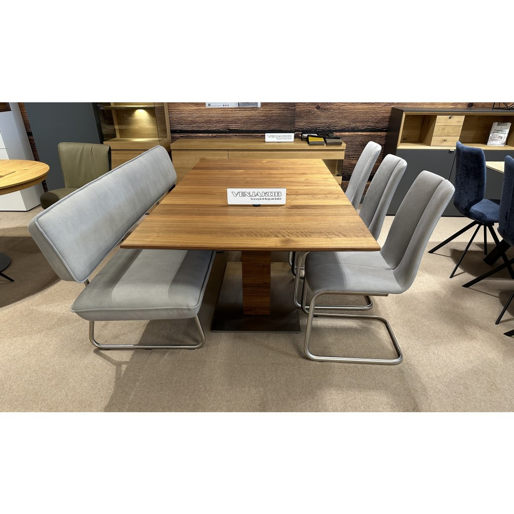 VENJAKOB-- 1.9M Bench with Back in Stainless Steel Frame & 3 X Frenz Chairs Stainless Steel Frame Ca VENJAKOB-- 1.9M Bench with Back in Stainless Steel Frame & 3 X Frenz Chairs Stainless Steel Frame Ca