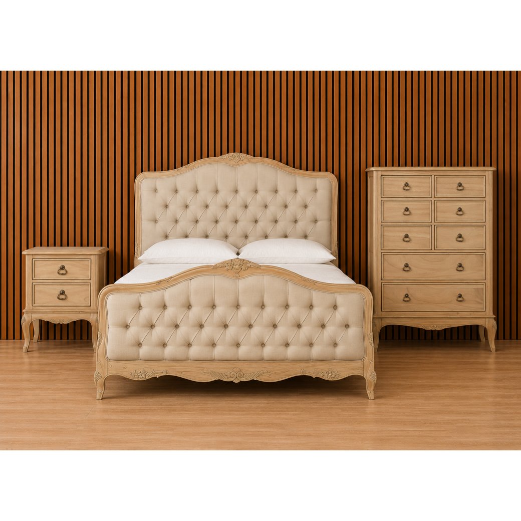 Lorient King size Bed, 8 Drawer Chest & Side Table set Lorient King size Bed, 8 Drawer Chest & Side Table set