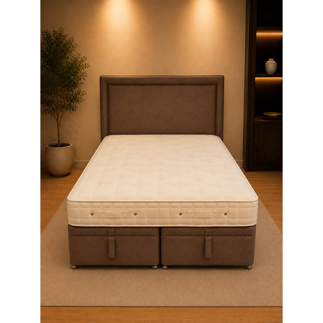 Hypnos - 5' Ortho Natural 12000 Divan Set Plus 150cm Isobella Slim Headboard Hypnos - 5' Ortho Natural 12000 Divan Set Plus 150cm Isobella Slim Headboard