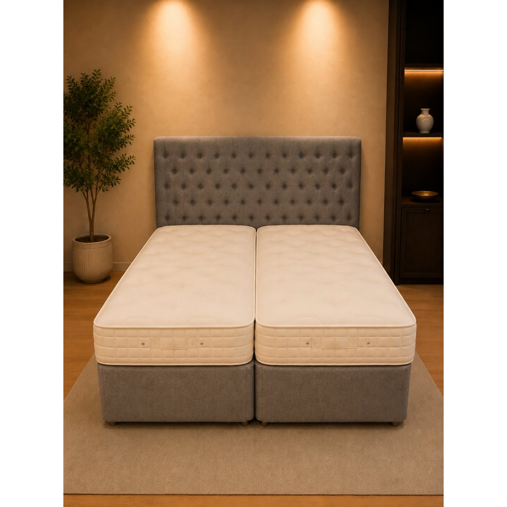 Hypnos - Super King Zip & Link Ortho Natural 14000 Divan Set Plus 180cm Eleanor Slim Headboard Hypnos - Super King Zip & Link Ortho Natural 14000 Divan Set Plus 180cm Eleanor Slim Headboard