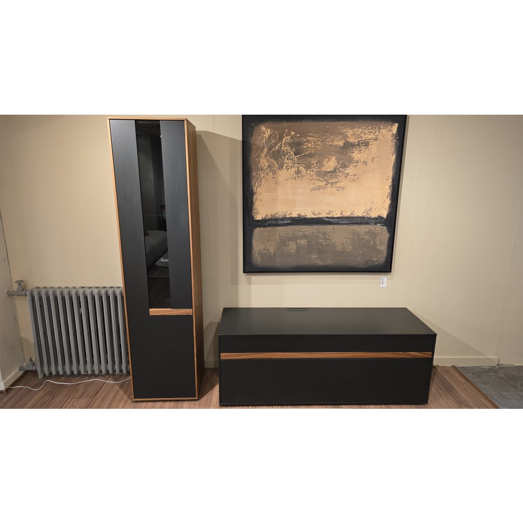 Gwinner Calea 150cm Lowboard & 45cm Tall Vitrine with LED Lit Shelf Gwinner Calea 150cm Lowboard & 45cm Tall Vitrine with LED Lit Shelf