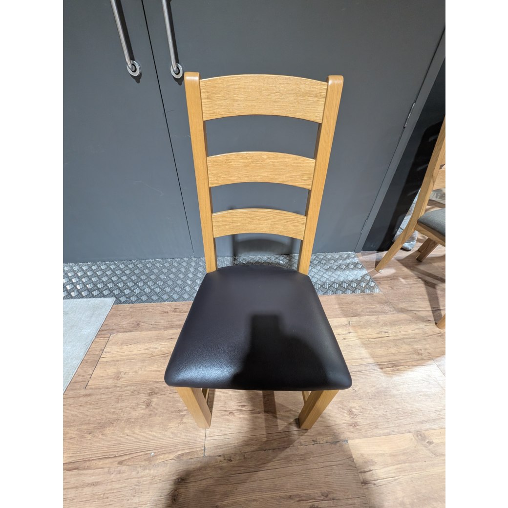 Farrell, Ladder Back Chair with Brown PU Seat Farrell, Ladder Back Chair with Brown PU Seat