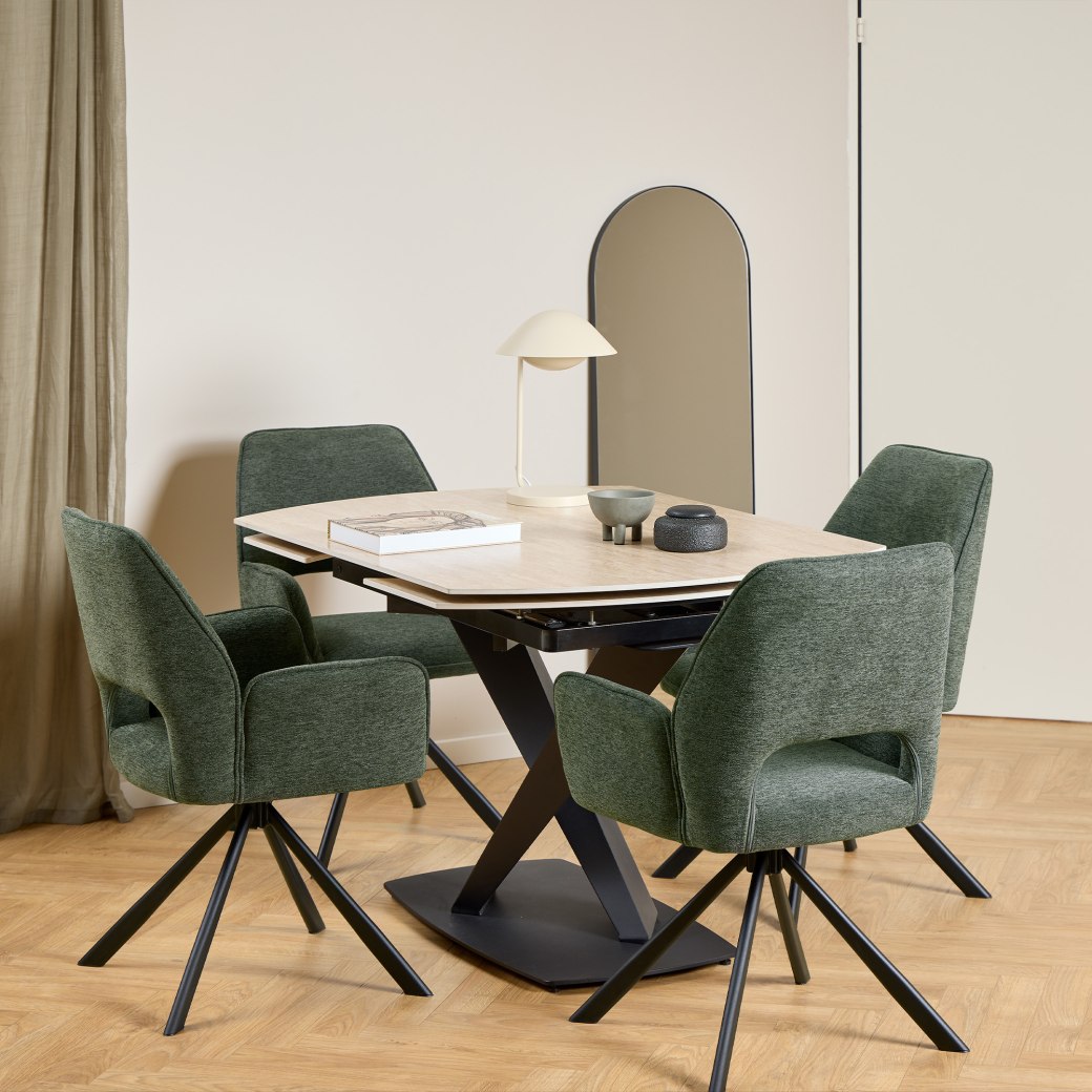 Malaga Ceramic Extending Dining Table | Sand | 120-180cm Malaga Ceramic Extending Dining Table | Sand | 120-180cm