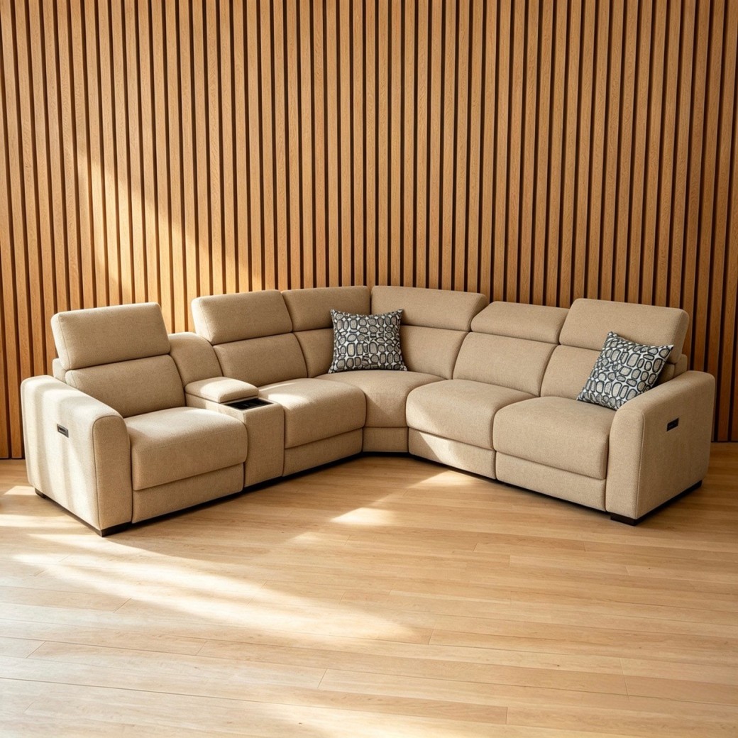 Jessie Corner Group Plus Music & Console In Fabric Jessie Corner Group Plus Music & Console In Fabric