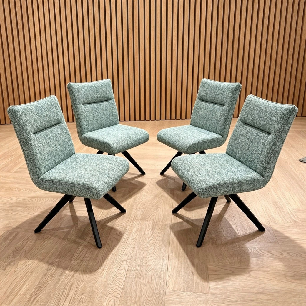 FIFI Dining Chairs Swivel x4 in Teal Fabric FIFI Dining Chairs Swivel x4 in Teal Fabric