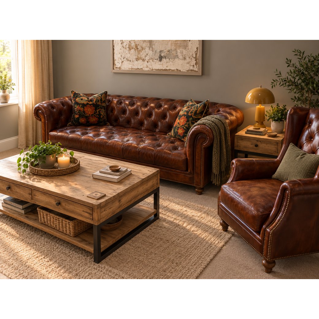 Highbury 4 Seater Leather Sofa & Leather Wing Chair Highbury 4 Seater Leather Sofa & Leather Wing Chair