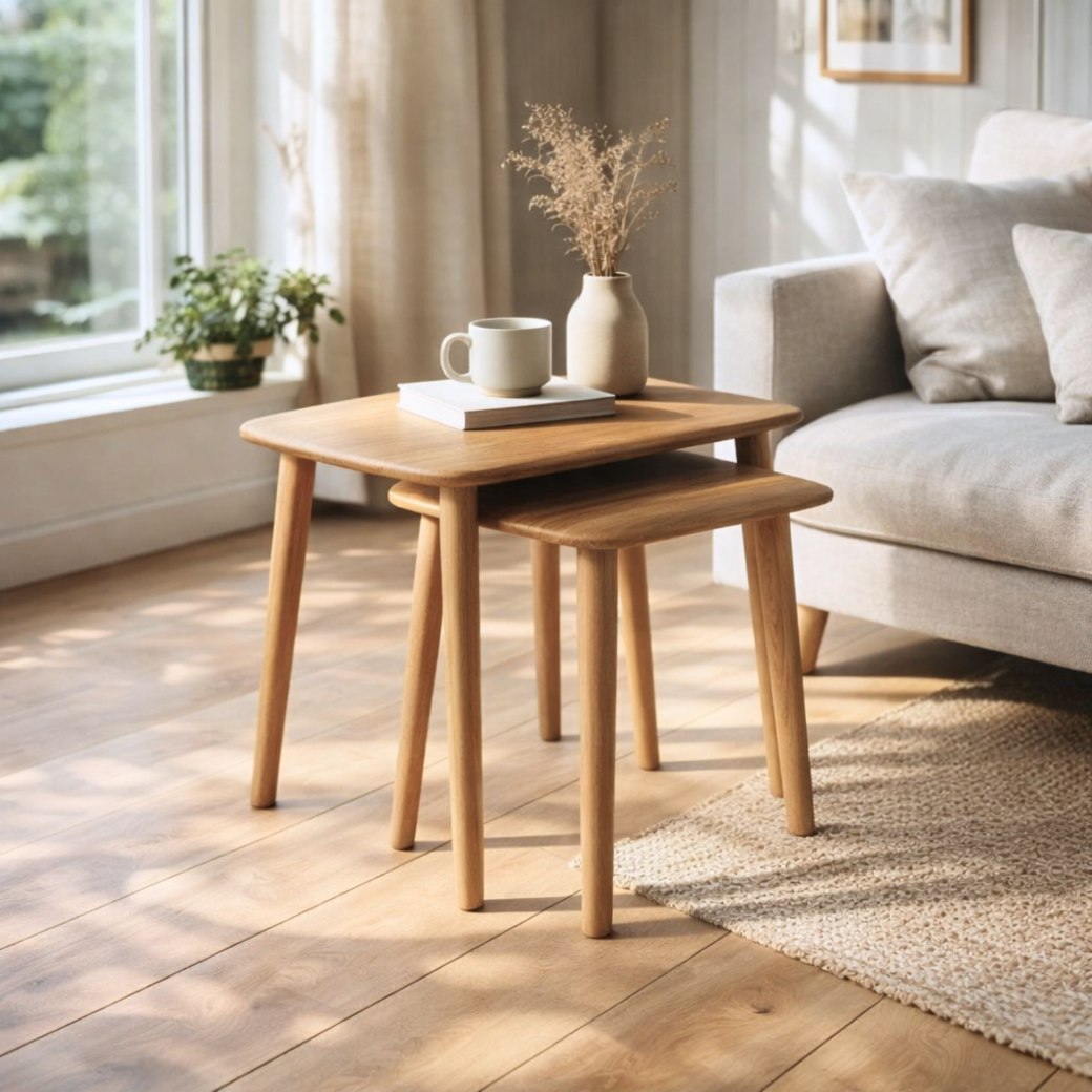 Malin Mid Century Oak Lamp Table | Side & Bedside Table - Lee