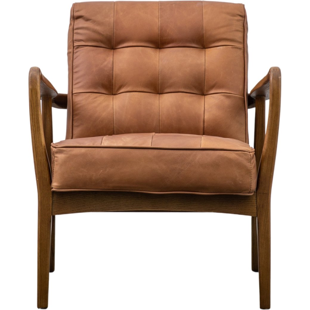 Gallery Direct Humber Mid-century Modern Armchair - Vintage Brown Leather Gallery Direct Humber Mid-century Modern Armchair - Vintage Brown Leather