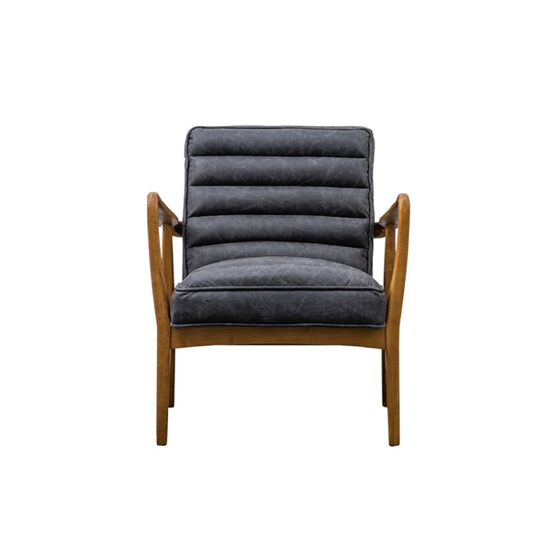 Datsun Antique Ebony Armchair: Luxurious Leather Comfort & Mid