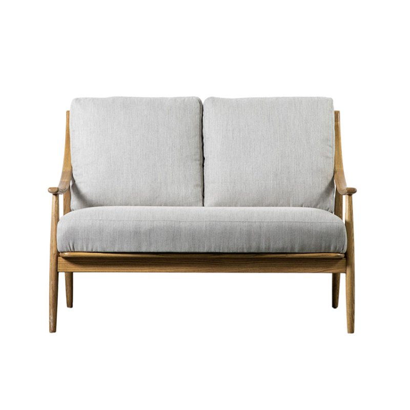 Damaris Mid Century Modern 2 Seater Sofa - Natural Linen Damaris Mid Century Modern 2 Seater Sofa - Natural Linen