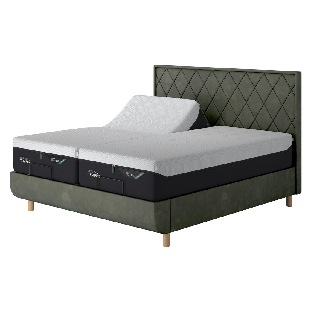 Tempur Arc King Adjustable Disc Divan Bed Base - Quilted Headboard Tempur Arc King Adjustable Disc Divan Bed Base - Quilted Headboard