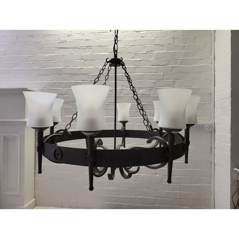 Searchlight 8 Light Wrought Iron Cartwheel Searchlight 8 Light Wrought Iron Cartwheel